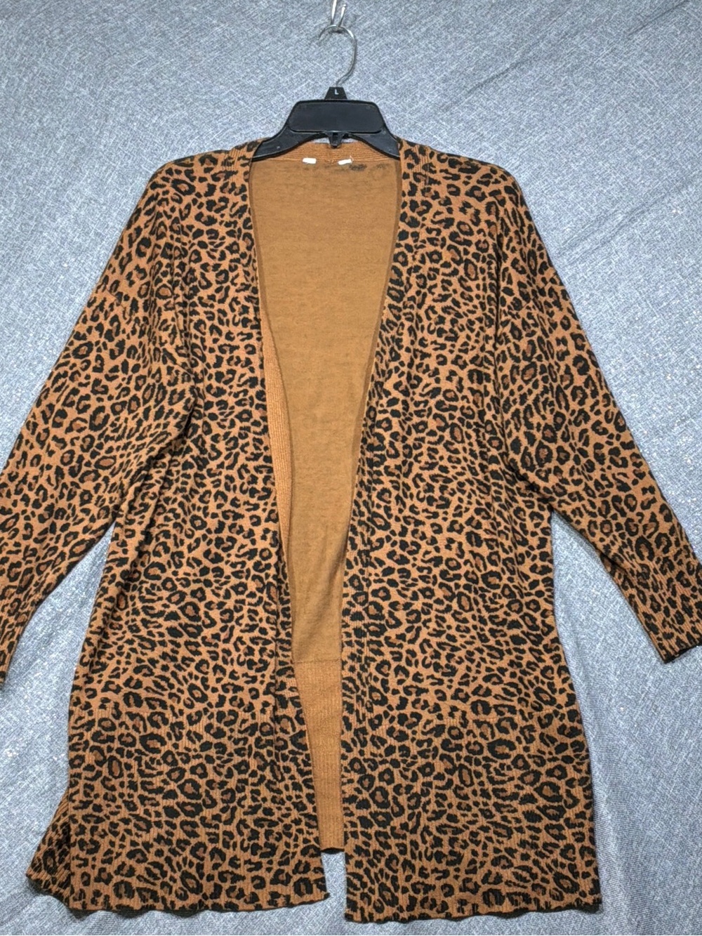 Open-Front Leopard Print Cardigan Sweater - Brown